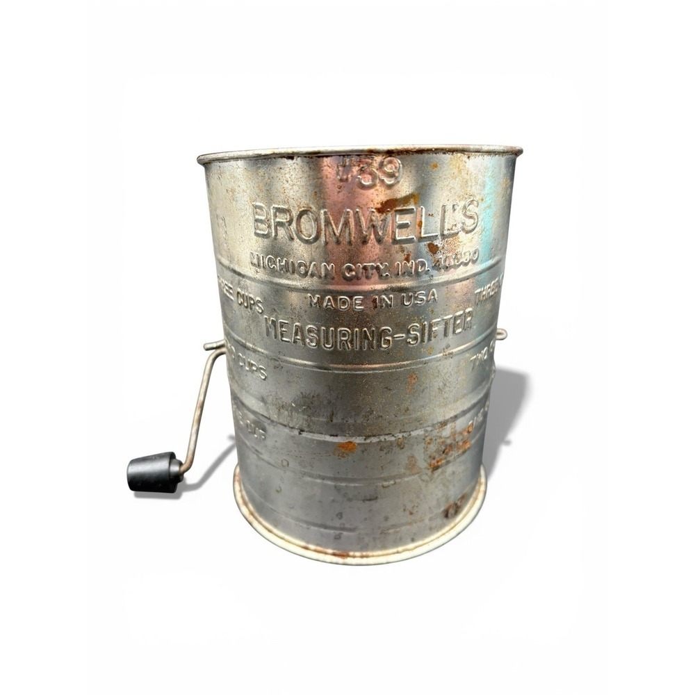 Bromwell's #39 Measuring-Sifter Flour 3-Cup‎ Crank Hand Tool 1950s-70s Vtg